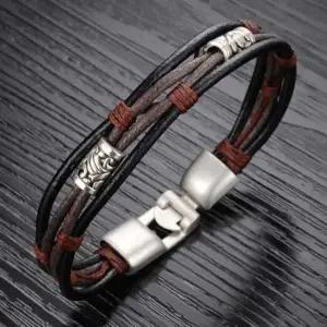 가죽 복고풍 남성 팔찌 화이트 DG 가죽팔찌 남자팔찌 유니크팔찌 레더팔찌 남자선물