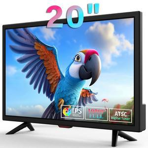 오토그 TV 20인치 헤드폰 포트 HDMI USB 및 VGA 포트가 있는 소형 주방 평면 스크린 TV 침실 및 카라반에서 사용할 수 있는 DV-12V 케이블 및 AC 어댑터 풀 뷰 TV