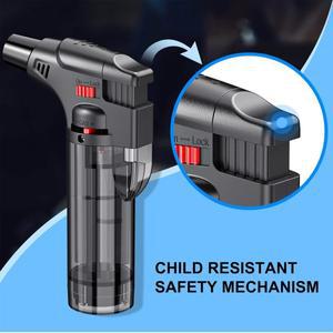 토치 라이터 제트 불꽃 눈에 보이는 연료 탱크가 있는 리필형 가스 부탄 주방용 방풍 조절식