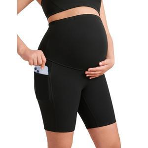 CRZ 요가 여성 버터럭스 임부 바이커 반바지 포켓 8인치 - 오버 더 벨리 임신 운동 운동용