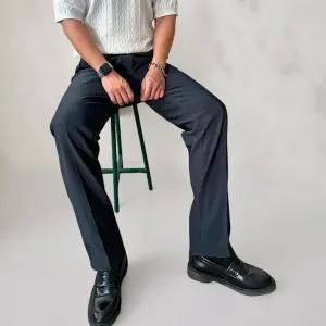 남성 가을 사무실 스타일 히든밴드 패턴 스트라이프 일자 슬랙스