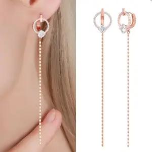 큐빅 원터치링 드롭 14K 로즈골드 리본 선물 (WFJ5A5H)