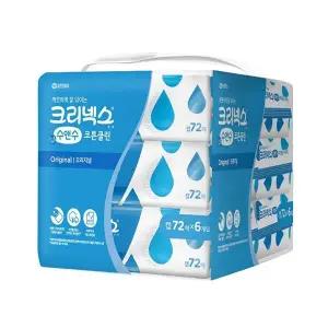 크리넥스 수앤수 코튼클린 물티슈 오리지널 캡형 72매x6개