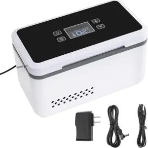 전기 인슐린 쿨러 여행용 케이스 박스 의약품 휴대용 냉장고 LCD 디스플레이 온도 조절 0°C ~ 18°C