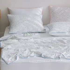 토토 냉감이불 퀸 Q 세트 블루 플라워 여름 차렵 이불 침구 (WFJ5QDA)