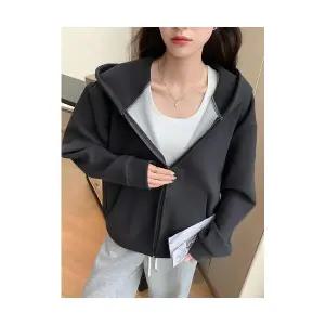 여성 티 맨투맨 셔츠 그래핀 후드 가을 겨울 도톰한 카디건 긴팔 상의 엄선 MF4