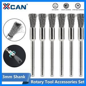 XCAN 스틸 와이어 휠 브러시 세트 Dremel 로타리 도구 용 3.0mm 생크 Metalwokring 연마 도구 연마 도구 브