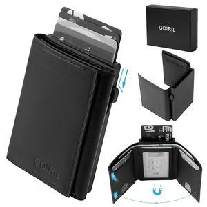 [미국배송] 남성용 GQIRIL 팝업 지갑 - 선물 상자가 있는 RFID 차단 슬림 마그네틱 지갑 스마트 카드 홀더 미니멀리스트 케이스 머니 캐시 슬롯 보이프렌드 남성 아버지 남편 페스티벌 선물(블랙)