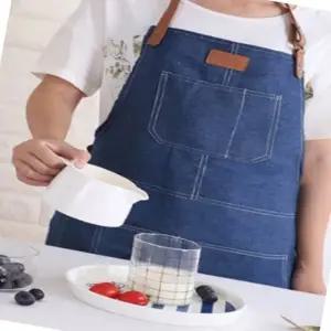 가죽 앞치마 블루 원예 카페 유니폼 애완동물샵 작업복 (WFJ5SYI)