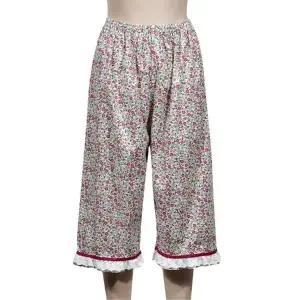 여성용 고급 꽃무늬 레이스 7부 파자마 편안한 잠옷 수면복 (WFJ5THK)