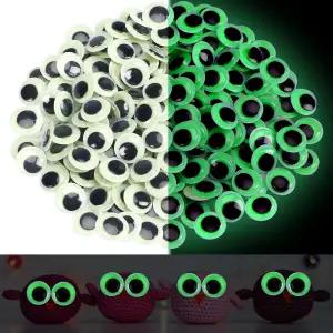 UPINS 300Pcs 구글리 윙윙거리는 들 셀프 공예품을 위한 어두운 눈에서 빛나는 스티커 10mm 반짝반짝 DIY