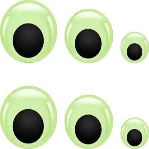 어두운 구글리 즈에서 빛나는 6개 셀프 야광 윙글 즈 2인치 3인치 4인치 크기의 대형 스티커 스크랩북 DIY