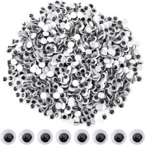 UPINS 1000피스 꿈틀거리는 눈 셀프 접착 공예 스티커 DIY 장식용 블랙 화이트 구글리 (8mm)