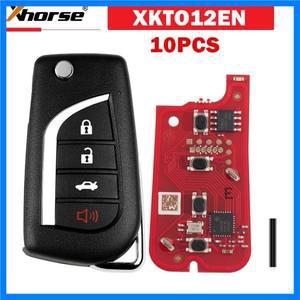 10개/세트 XHORSE XKTO12EN 토요타 스타일(플립-4버튼) 유선 범용 리모컨 키 FOB 4버튼 VVDI 키 툴용
