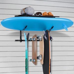 [미국배송] 다목적 스케이트보드 랙 수직 수상 스키 월 마운트 롱보드 패들보드 웨이크보드 및 서핑보드용 스포츠 기어 워터스포츠 보관 정리함 46X16X14 인치