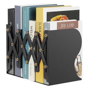 올레베스 조절 가능한 책 끝, 금속 미끄럼 방지 책장 책꽂이 스탠드 책꽂이, 선반용 헤비 듀티 사무용 책상, 문구류(블랙)