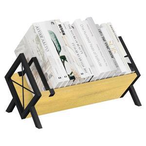 YINMIT 나무 책상 책장, 사무용 테이블탑 거실 선반, 가정, 사무실, CD용 틸팅 잡지, 책, 홈 데코(블랙 우드)