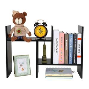 PAG 조절 가능한 데스크톱 선반 목재 작은 책장 책상 용품 정리함 및 액세서리 보관 진열대 사무실 장식, 검은색