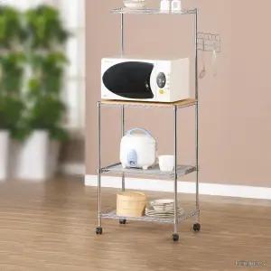 다용도 스틸 주방선반 바퀴형 렌지대 밥솥대 오븐장 에어프라이어 수납 4단