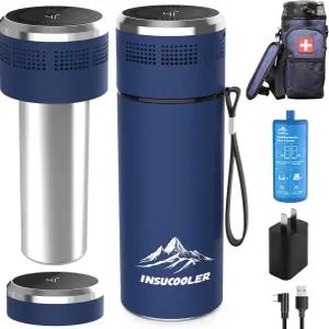 인수쿨러 인슐린 쿨러 여행용 케이스 USB 타입-C 스마트 쿨링(35-46°F 자동 제어) 충전기 키트 TSA 승인