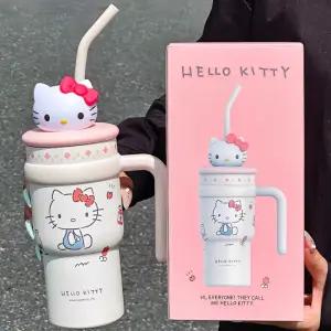 대용량 보온머그컵 기능 손잡이 빨대 포함 휴대용 1리터 가벼운