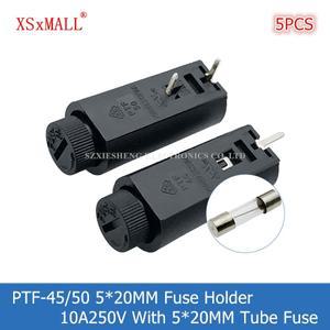 5PCS PTF-4550 5x20MM 퓨즈 홀더 10A250V 2.5W PCB 패널 장착 고온 저항 베이스 튜브