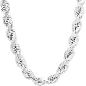 투오케이 9mm 흰색 실버 로프 체인 남성용 24인치 길이의 래퍼 및 랩 갱스터 의상