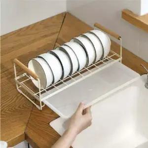 휴대용 물받이 그릇 접시 정리대 크림 접시꽂이 접시정리대 싱크대정리 그릇정리 그릇정리대 주방그릇정리