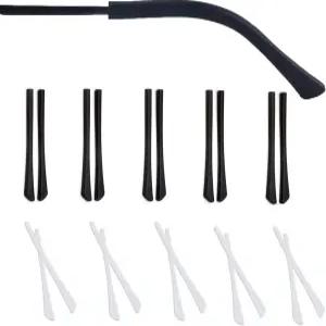 UPION 교체용 안경 끝 팁 미끄럼 방지 실리콘 이어 양말 조각 튜브 슬리브 얇은 금속 다리용 템플 팁(블랙