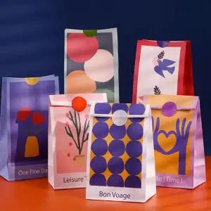 페이퍼백 인상유화 디자인봉투 6장 세트 선물 답례품 쿠키 구디백 포장