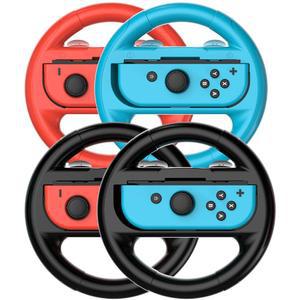 [미국배송] 닌텐도 스위치 휠과 호환되는 TIZOPO 4 PCS 스티어링 휠 조이콘 컨트롤러와 패밀리 스포츠 파티 팩 액세서리 (블랙 블루 및 레드 1쌍)