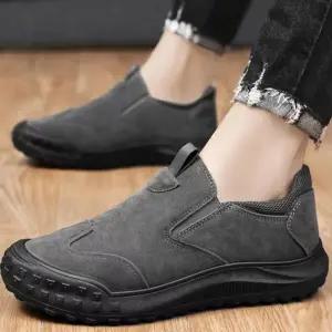 남성 끈없는 신발 운동화 박음질 포인트 캐주얼 슈즈