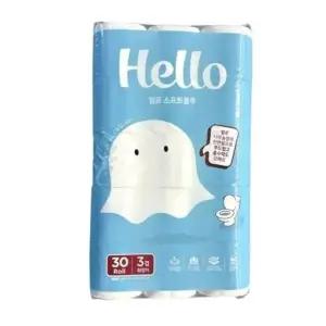고품질 헬로 소프트블루 30롤 3겹 두루마리 화장지 휴지 (WFJRCFW)