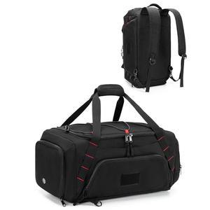 백팩 스트랩, 신발 수납공간, 젖은 포켓이 있는 스마스롭 26L 짐 더플백, 여행 및 스포츠용 소형 블랙