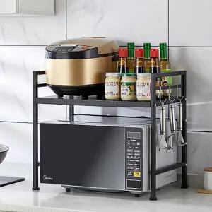 넓이조절 전자레인지 선반 밥솥 오븐 거치대 전자렌지 렉 수납장 2단