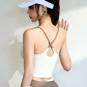 요가탑 투톤 탑 크롭 요가상의 브라탑 테스 위 (WFL0HKV)