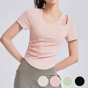 원덩 요가 반팔티 여성 헬스 운동 어깨 셔링 (WFL0HMP)