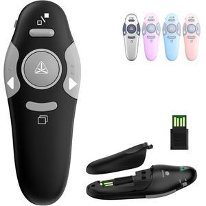QUI 프레젠테이션 클릭기 무선 리모컨, PowerPoint Mac /Windows /Linux용 슬라이드 어드밴스터, Google /PPT /키노트, USB A, 블랙