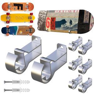 [미국배송] EZBNB 4팩 스케이트보드 랙 수평 벽걸이 알루미늄 걸이를 위한 전시용 데크 수납 공간 차고 - 실버