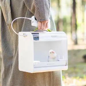 앵무새이동장 휴대용 저소음 앵무새육추기 항온 라일락 이동식 새장