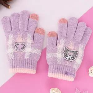 [하프클럽/]따뜻한 체크 겨울 장갑 터치 가능 쿠로미 스타일 스마트폰 용 손