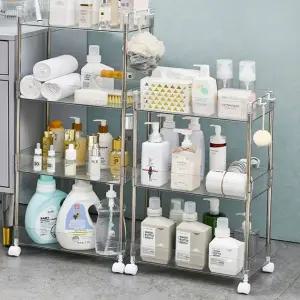 다용도실3단선반 3단 투명 진열수납함 간식 이동식 (WFJ6GDB)