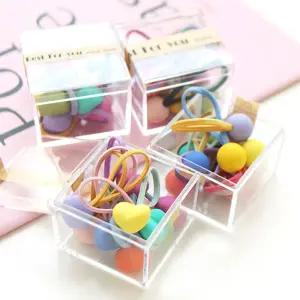 큐브 투명케이스 하트 원 고무줄 머리방울 10종세트 헤어집게핀