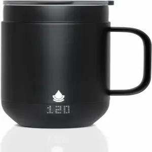 Ciups 스마트 가열 커피 머그잔 16온스 4시간 배터리 수명 컵 워머 자가 온도 제어 LED 디스플레이 블랙