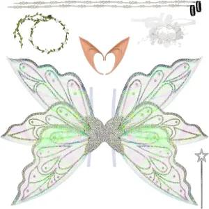 어른 요정 날개 공주 꽃 화환 귀 지팡이 목걸이로 반짝이는 나비 천사