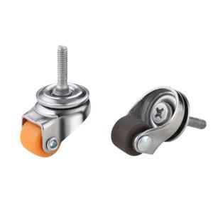 4개 0.5인치 미니 고무 회전 캐스터 - 드릴 없음 셀프 DIY 태핑 M4 나사형 스템 서랍 수납장호환  15mm 작