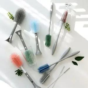 빨대솔 세척솔 젖병솔 브러쉬 실리콘 병솔 크림그린 (WFK6JTG)