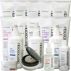 더마사큐 피부관리 국가시험용 마사지오일 아하 수딩젤 스크럽 영양크림 탈컴파우더 리무버 큐텐콜라겐마사지
