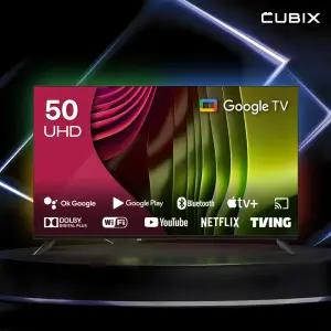 큐빅스 127cm 50인치 스마트TV UHD 4K 울트라LED 구글티비 안드로이드 에너지1등급 스탠드형 벽걸이형
