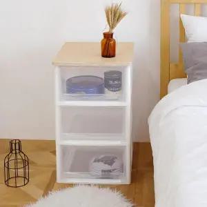 /보노하우스 어반 우드 베이직 서랍장 3단 (화이트/투명/다크투명)